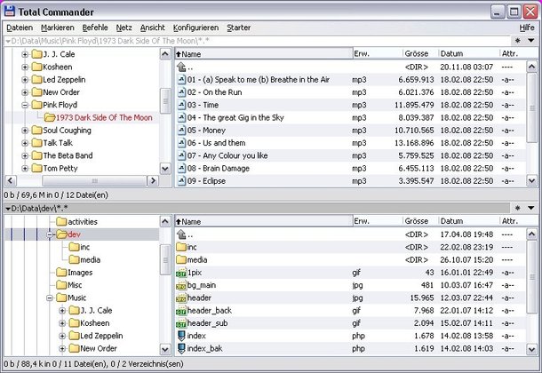 Total Commander horizontaler Split