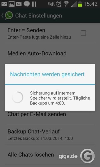 WhatsApp sichert die Nachrichten täglich um 4:00 Uhr