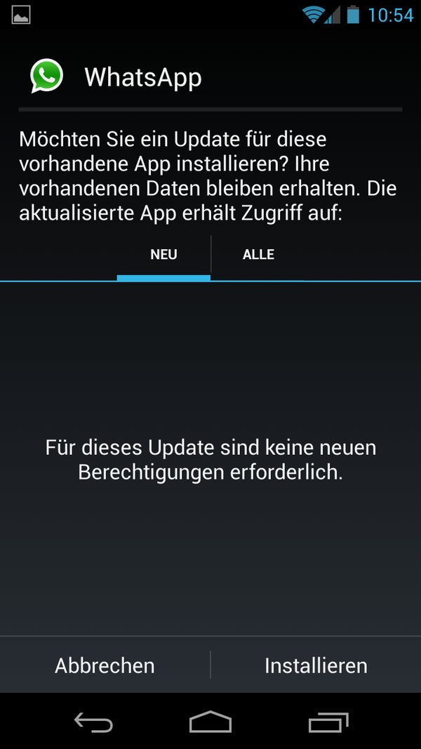 Installiert die Whatsapp Datei einfach über eure bestehende Version