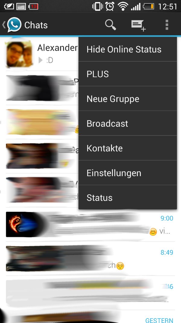 WhatsApp+ hat besondere Einstellungsmöglichkeiten