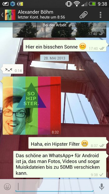 WhatsApp+ - Fotos in Originalgröße, Videos bis 50 MB hochladen