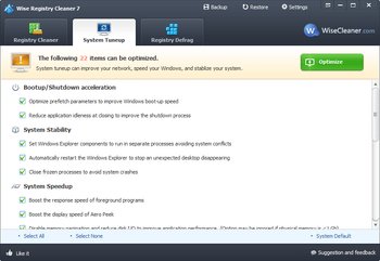 Wise Registry Cleaner Free System Tuneup-Modul
