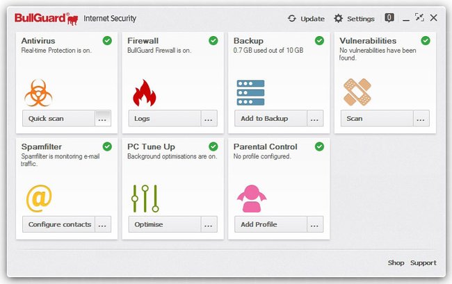 BullGuard Internet Security bietet Schutz vor Viren, Spam und Pornoseiten