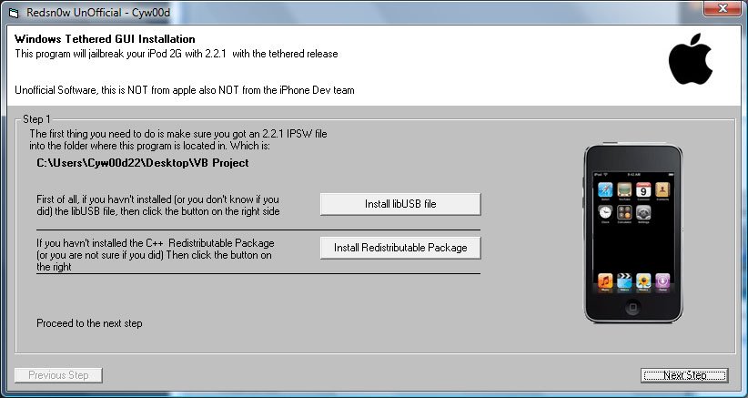 iPod touch 2G Jailbreak: redsn0w GUI veröffentlicht