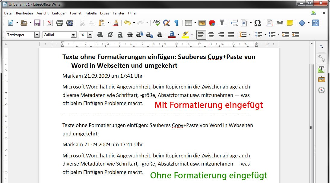 Texte ohne Formatierung kopieren & einfügen