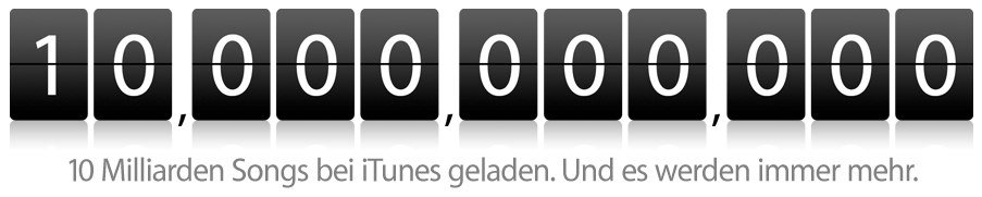 iTunes: Milliardenfachen Dank. Mal 10.