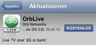 Orb Live: Update erlaubt wieder Live-TV über 3G