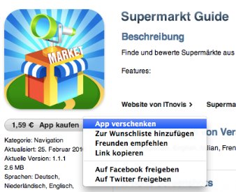 Geschenkoption für App Store - Apps in iTunes
