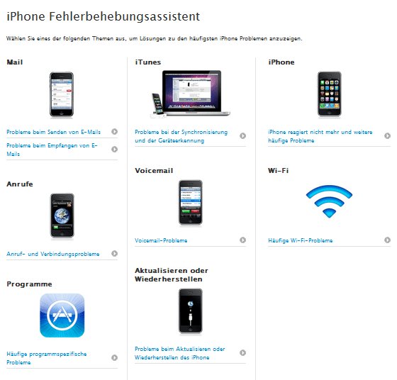 Apple aktualisiert iPhone Support-Seite