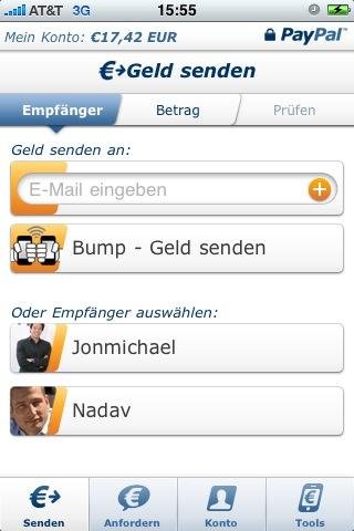 PayPal for iPhone: Bump to Send