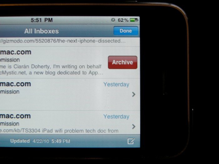iPhone OS 4 soll Unterstützung für Google Mail-Post-Archivierung enthalten