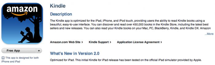 Kindle jetzt im iPad AppStore