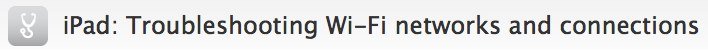 iPad Troubleshooting: Apple Supportdokument betreffend WiFi-Verbindungen