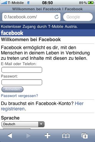 0.facebook.com: "Kostenlose" mobile Facebook Version