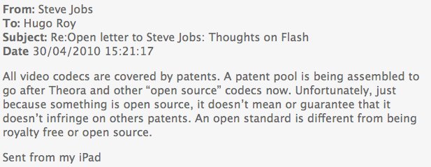 Steve Jobs zur Wahl von H.264 als Videocodec