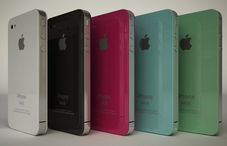 Mockup: iPhone 4G in 5 Farben