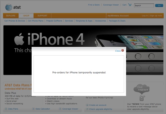 Massive Serverprobleme: AT&T stoppt iPhone 4 Vorverkauf