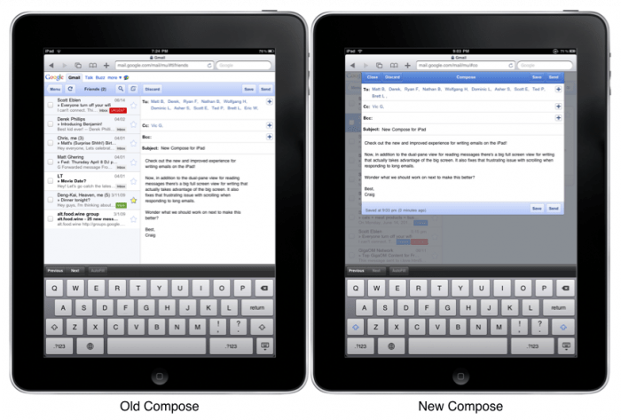 Gmail bekommt iPad-Update