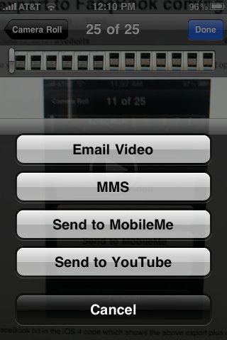 iOS 4: Video-Export direkt in Facebook