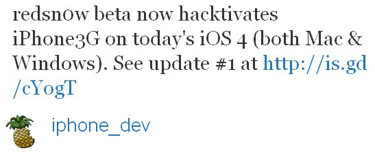 redsn0w für iPhone 3G mit iOS 4 jetzt mit Hacktivation