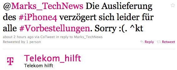 Telekom Deutschland: iPhone 4 Auslieferung verzögert sich