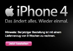 Neun Wochen Lieferzeit für iPhone 4 bei der Telekom