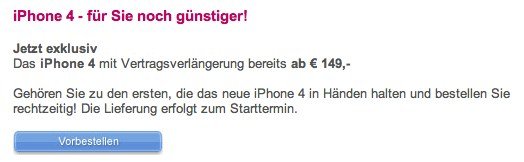 T-Mobile Austria: Vertragsverlängerung für iPhone 4 - Vorverkaufsstart