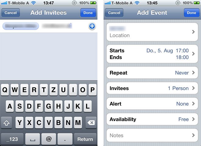 iOS 4/MobileMe Kalender Beta: Termineinladungen verschicken