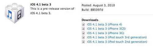 Für Entwickler: iOS 4.1 Beta 3 veröffentlicht