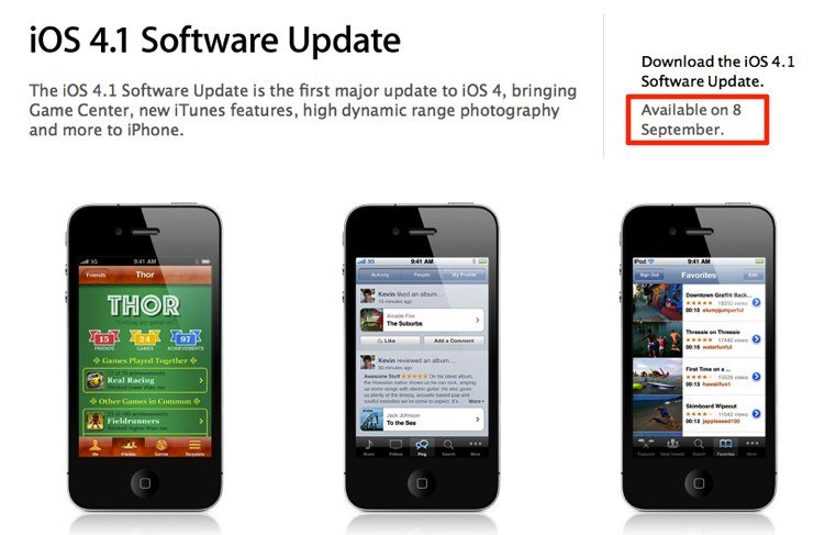 iOS 4.1 am 8. September: Englische Apple Seite kündet an