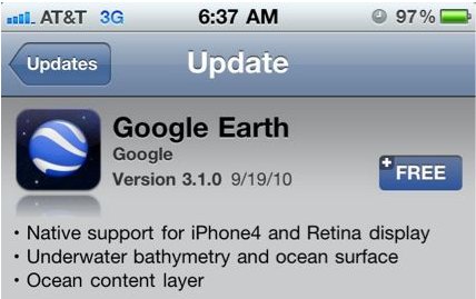 Google Earth Update: Unterwasserkarte und Retina Support