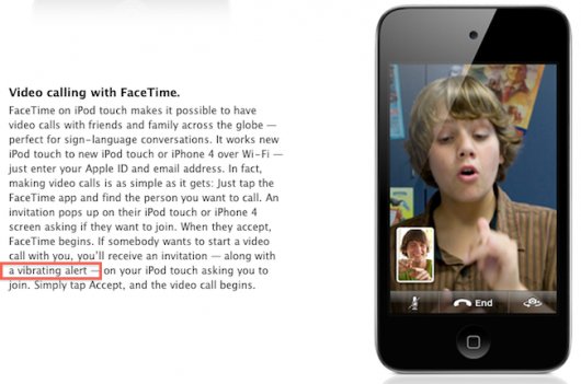 Der neue iPod touch 4G kann vibrieren