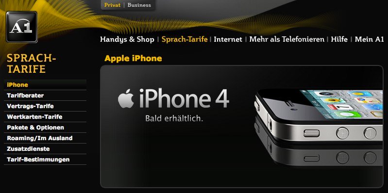 iPhone bei Telekom Austria A1: Infoseite verfügbar