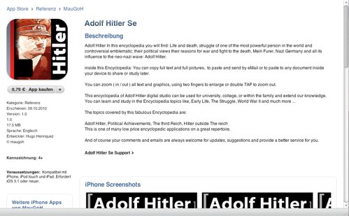 Erneut, Inklusive Hakenkreuz: Adolf Hitler App im App Store