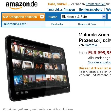 Bestätigt: Xoom ab Verkaufsstart bei Amazon