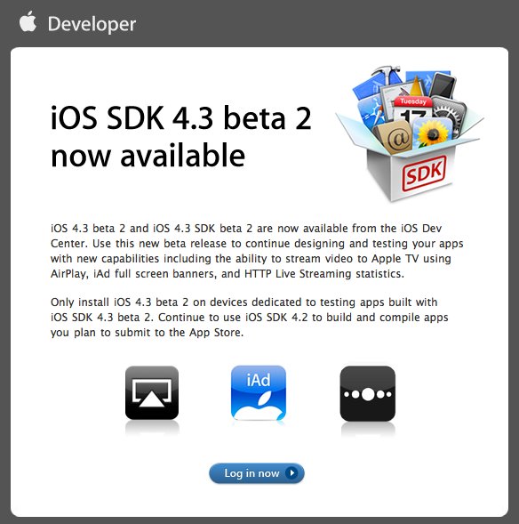 iOS 4.3 Beta 2 ab sofort für Entwickler verfügbar