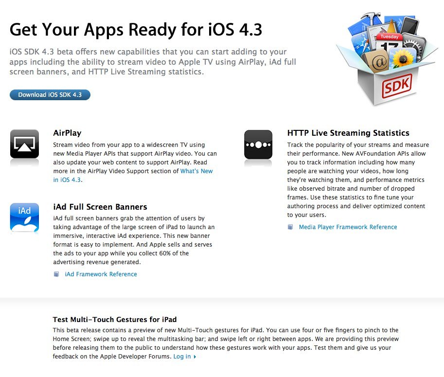 Für Entwickler: Apple veröffentlicht iOS 4.3b1