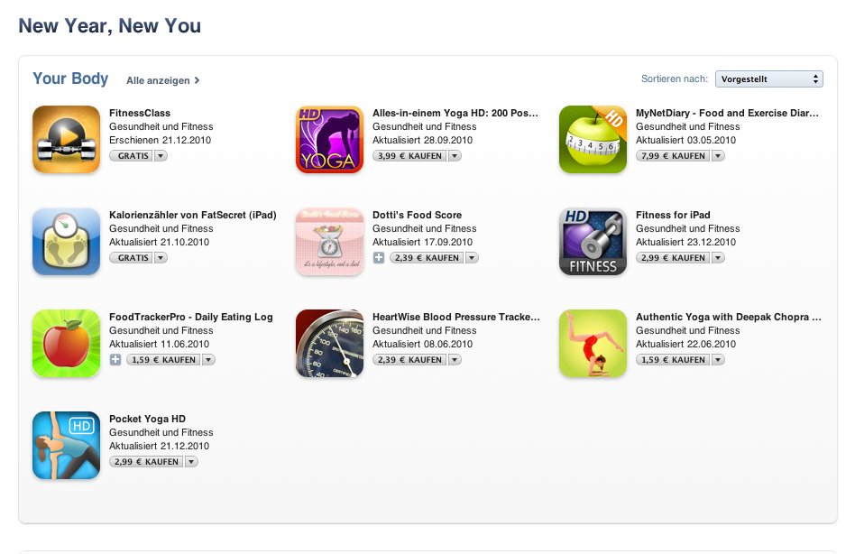 New Year, New You: AppStore-Bereich für die Neujahrsvorsätze