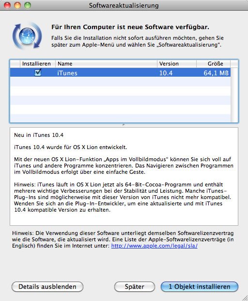 iTunes 10.4 erschienen