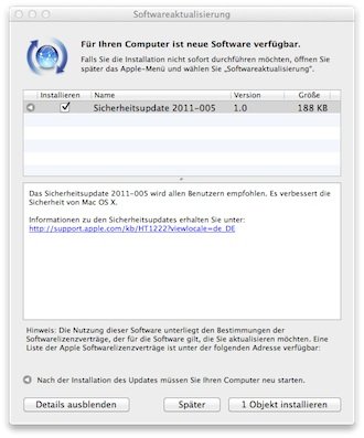 Mac OS X: Apple veröffentlicht Sicherheitsupdate