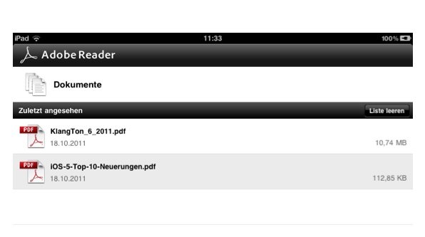 Adobe Reader für PDFs auf iPhone und iPad