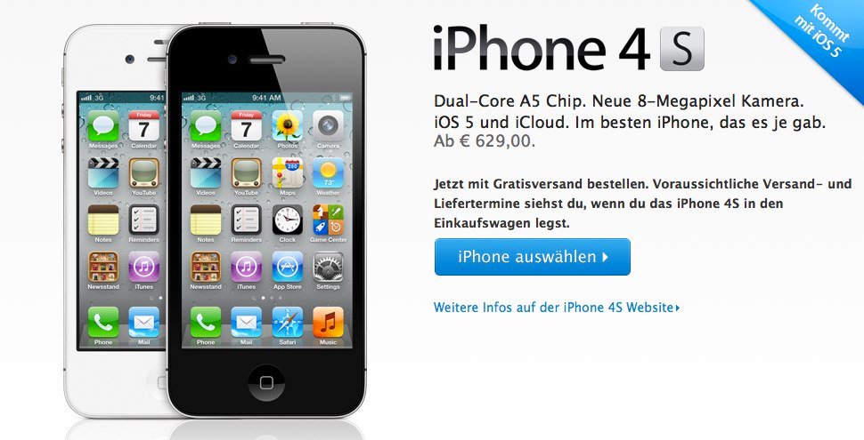 iPhone 4S Online-Vorverkauf in 22 weiteren Ländern verfügbar