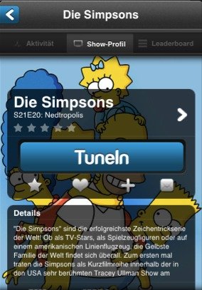 iPhone-App TunedIn: Facebook für Fernsehen