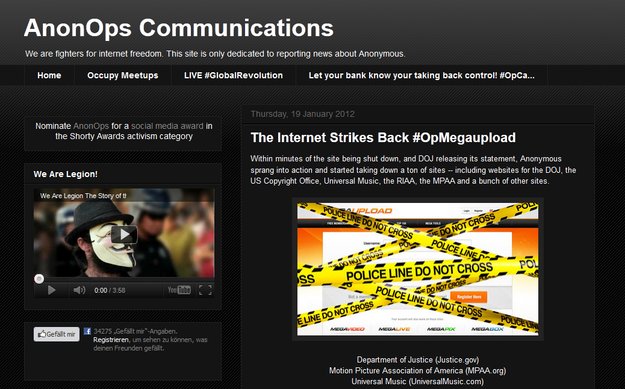 Anonymous - DDoS-Angriffe als Reaktion auf MegaUpload-Schließung