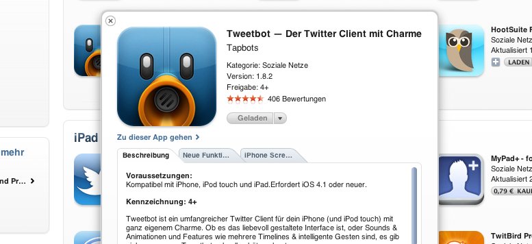 iTunes: Schnelle Vorschau der Suchergebnisse im Store