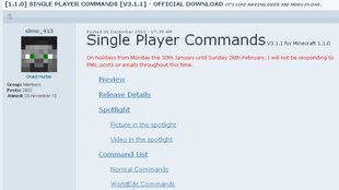 Minecraft Singleplayer Commands Mod