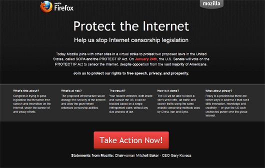 Mozilla kämpft weiter gegen die Zensurgesetze SOPA und PIPA