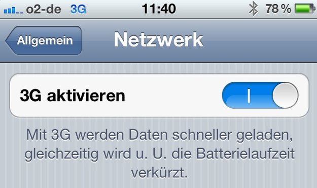 Akku-Tipp für das iPhone 4S: 3G ausschalten