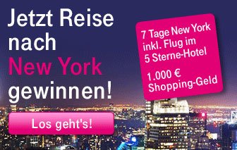 Jetzt beim Telekom-Gewinnspiel eine Reise nach New York gewinnen
