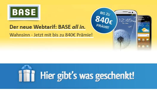 Samsung Galaxy S III mit BASE all in für 10 Euro monatlich